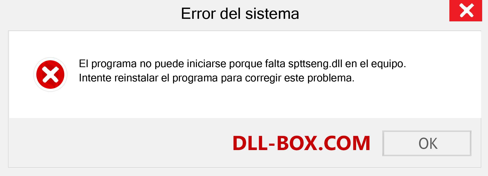 ¿Falta el archivo spttseng.dll ?. Descargar para Windows 7, 8, 10 - Corregir spttseng dll Missing Error en Windows, fotos, imágenes